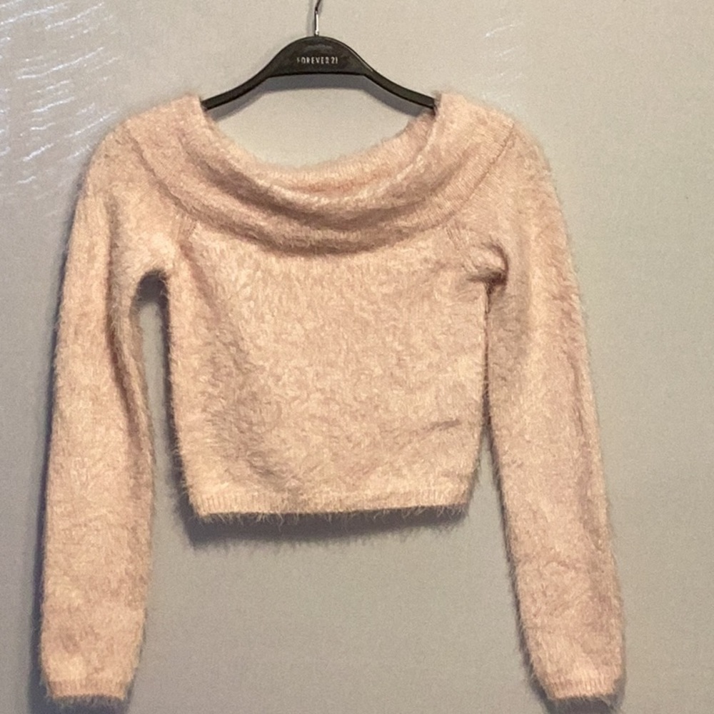Forever 21 pale pink eyelash knit sweater size small